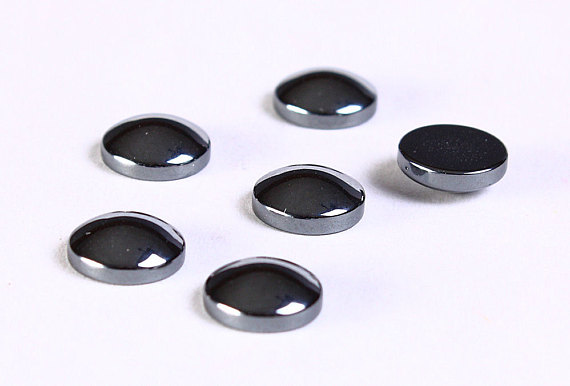 8mm Hematite Cabochon - 8mm Round Cabochons - Non-magnetic Synthetic Hematite - Grey Cabochons - Gemstone Cabochons (534)
