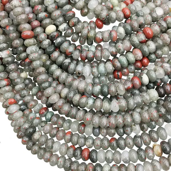 8x5mm Africa Bloodstone Rondelle Beads, Gemstone Beads, Wholesale Beads