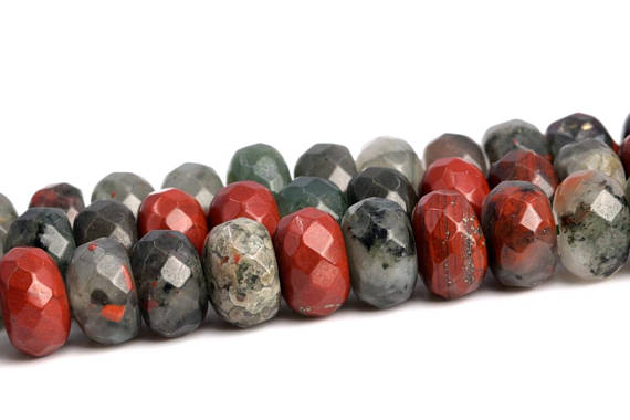 8x5mm Blood Stone Beads Grade Aaa Genuine Natural Gemstone Faceted Rondelle Loose Beads 14.5" / 7.5" Bulk Lot Options (102995)