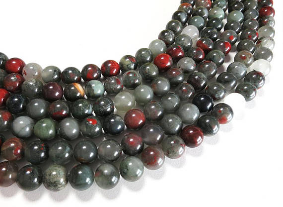 African Bloodstone Beads | Round Natural Gemstone Beads | Sold By 15 Inch Strand | Size 4mm 6mm 8mm 10mm 12mm