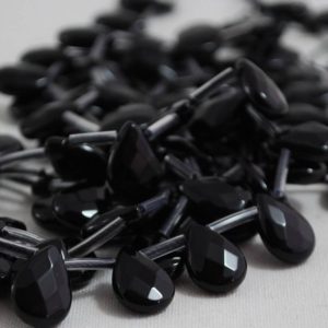 Shop Agate Bead Shapes! 10 High Quality Grade A Black Agate FACETED Semi Precious Gemstone Teardrop / Pendant Beads – 12mm, 14mm, 18mm sizes | Natural genuine other-shape Agate beads for beading and jewelry making.  #jewelry #beads #beadedjewelry #diyjewelry #jewelrymaking #beadstore #beading #affiliate #ad