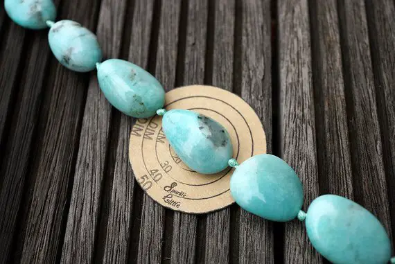 Amazonite Pebble Beads 16-21mm (etb00780) Peruvian Gemstone/unique Jewelry/vintage Jewelry/gemstone Necklace