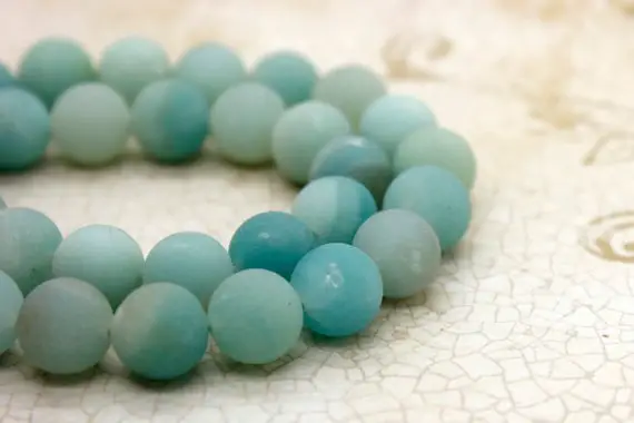 Green Amazonite Beads, Natural Amazonite Matte Round Sphere Natural Gemstone Loose Beads (4mm 6mm 8mm 10mm) Pg294