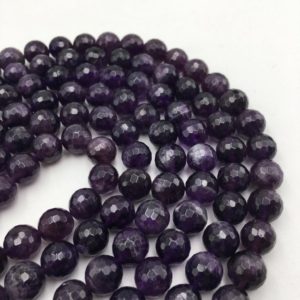 Shop Amethyst Faceted Beads! Natural Amethyst Faceted Round Beads 6mm 8mm 10mm 12mm 15.5" Strand | Natural genuine faceted Amethyst beads for beading and jewelry making.  #jewelry #beads #beadedjewelry #diyjewelry #jewelrymaking #beadstore #beading #affiliate #ad