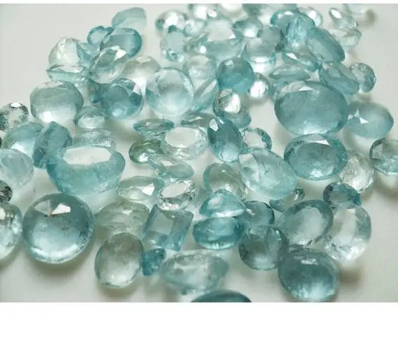 10x12mm To 2x4mm Each Aquamarine Mix Shaped Cut Stone, Wholesale Aquamarine, Blue Aqua Faceted Cut Stones (5cts To 10cts Options)