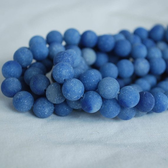 Natural Blue Aventurine - Matte - Semi-precious Gemstone Round Beads - 4mm, 6mm, 8mm, 10mm Sizes - 15" Strand