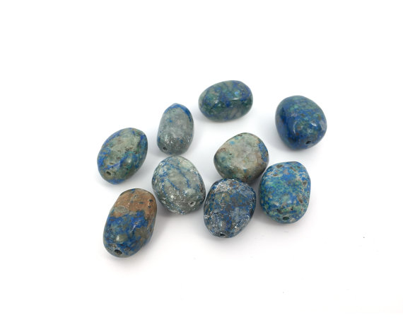Blue Azurite Beads, Freeform Loose Gemstone Beads, Nugget Beads, Natural Stone Beads, Jewelry Making Beads, 15" Strand, Ps089