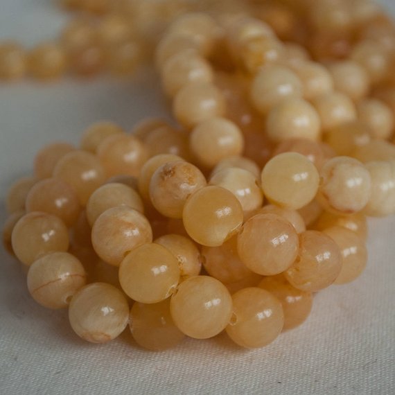 Natural Yellow Calcite Semi-precious Gemstone Round Beads - 4mm, 6mm, 8mm, 10mm Sizes - 15" Strand