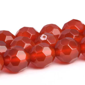 Shop Carnelian Faceted Beads! Red Carnelian Beads Grade AAA Genuine Natural Gemstone Micro Faceted Round Loose Beads 8MM 10MM Bulk Lot Options | Natural genuine faceted Carnelian beads for beading and jewelry making.  #jewelry #beads #beadedjewelry #diyjewelry #jewelrymaking #beadstore #beading #affiliate #ad