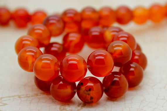 Natural Carnelian Beads, Polished Smooth Round Sphere Natural Carnelian Gemstone Beads (4mm 6mm 8mm 10mm) - Pg287