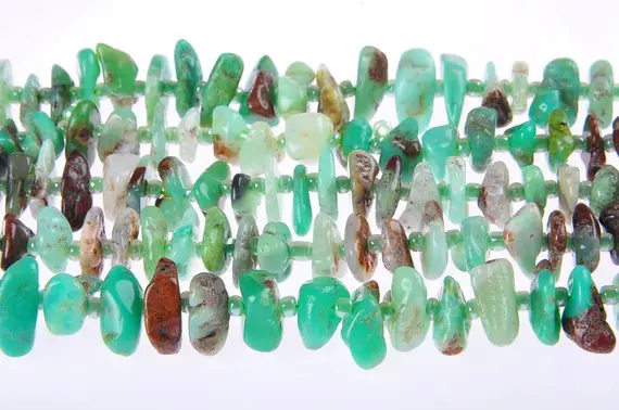 Natural Chrysoprase Irregular Pebble Nugget Slice Beads 2x12mm 15.5" Strand