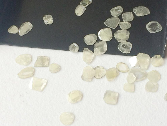 3.5-5.5mm Off White Diamond Slices, Faceted Off White Diamond Slice, Beautiful Diamond Polki Slices For Jewelry (0.5cts To 1ct) - Puspd149