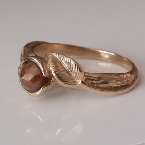 Shop Diamond Jewelry! Leaf and Twig Engagement Ring, Rose Cut Diamond Engagement Ring, Made to Order Leaf Engagement Ring in Gold by Dawn Vertrees | Natural genuine Diamond jewelry. Buy handcrafted artisan wedding jewelry.  Unique handmade bridal jewelry gift ideas. #jewelry #beadedjewelry #gift #crystaljewelry #shopping #handmadejewelry #wedding #bridal #jewelry #affiliate #ad