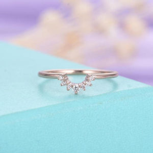 Shop Diamond Rings! Vintage Diamond wedding band Rose gold Curved wedding band Chevron band Unique Bridal ring Matching Stacking Promise Anniversary ring | Natural genuine Diamond rings, simple unique alternative gemstone engagement rings. #rings #jewelry #bridal #wedding #jewelryaccessories #engagementrings #weddingideas #affiliate #ad