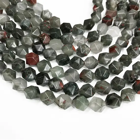Faceted Africa Bloodstone Beads, Star Cut Beads, Gemstone Beads, 8mm, 10mm