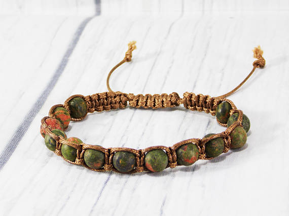 Father Day Gift For Men Bracelet For Him Jewelry Unisex Bracelet Unakite Bracelet Gemstone Bracelet Unakite Jewelry Shamballa Bracelet Mens