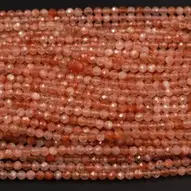 15.5 Natural Tiny Sunstone Beads Micro-faceted Round Beads Cut Faceted Beads 2 mm 3 mm Gemstone Sunstone Loose Beads For DIY Jewelry Making