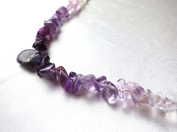 Long Purple Fluorite Ombré Necklace. Minimalist Style Gemstone Jewelry. Great For Layering. Pantone Ultra Violet, Color Of The Year, 2018