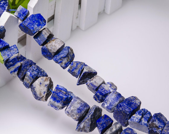 Full Strand Lapis Lazuli Raw Rough Natural Stone Center Drilled  Crystal Healing Stone Points/beads For Jewelry Making Luck Gift