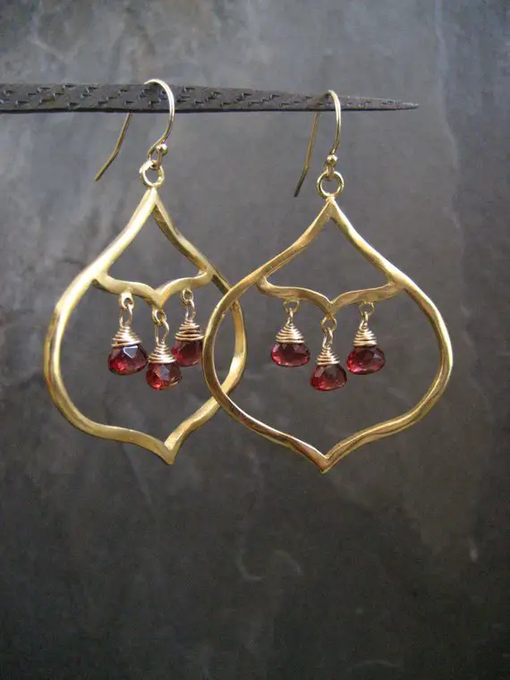 Garnet Chandelier,  Red Earrings, Garnet Dangle, Gemstone Chandelier, Drop Earrings, Evening Earrings, Faceted Garnet, Valentine Earrings