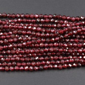Shop Faceted Gemstone Beads! AAA Natural Red Garnet Gemstone Beads Micro Faceted 2mm 3mm 4mm Round High Quality Laser Diamond Cut Gemstone 15.5" Strand | Natural genuine faceted Gemstone beads for beading and jewelry making.  #jewelry #beads #beadedjewelry #diyjewelry #jewelrymaking #beadstore #beading #affiliate #ad