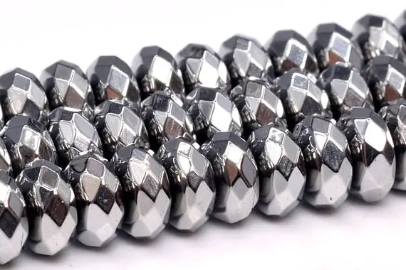 5x2mm Silver Hematite Beads Grade Aaa Natural Gemstone Faceted Rondelle Loose Beads 15.5" / 7.5" Bulk Lot Options (101676)