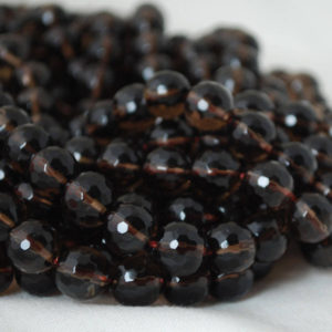 Shop Smoky Quartz Faceted Beads! High Quality Grade A Natural Smoky Quartz Semi-precious Gemstone – FACETED – Round Beads – 6mm, 8mm, 10mm sizes – Approx 15" strand | Natural genuine faceted Smoky Quartz beads for beading and jewelry making.  #jewelry #beads #beadedjewelry #diyjewelry #jewelrymaking #beadstore #beading #affiliate #ad