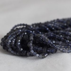 Shop Iolite Beads! Grade A Natural Iolite Semi-Precious Gemstone FACETED Rondelle Spacer Beads – 3mm, 4mm sizes –  15" strand | Natural genuine beads Iolite beads for beading and jewelry making.  #jewelry #beads #beadedjewelry #diyjewelry #jewelrymaking #beadstore #beading #affiliate #ad