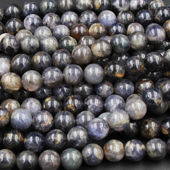 Natural Iolite 7mm 8mm 10mm Round Beads Real Purple Blue Gemstone 15.5" Strand