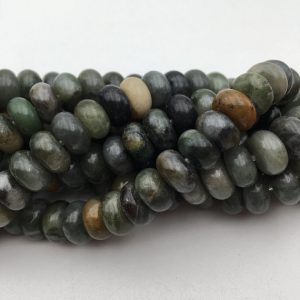 2.0mm Hole Sinkiang Jade Smooth Rondelle Beads 5x8mm 6x10mm 8" Strand | Natural genuine beads Gemstone beads for beading and jewelry making.  #jewelry #beads #beadedjewelry #diyjewelry #jewelrymaking #beadstore #beading #affiliate #ad