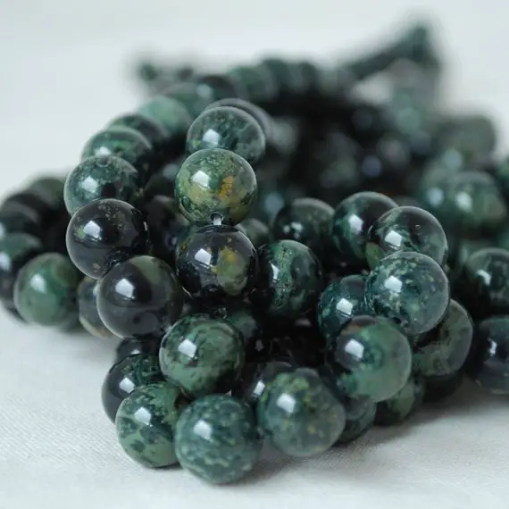 Natural Kambaba Jasper (green) Semi-precious Gemstone Round Beads - 4mm, 6mm, 8mm, 10mm Sizes - 15" Strand