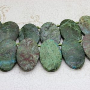 Shop Green Jasper Beads! Jasper Green Natural Flat Oval Smooth Gemstone Beads Loose Bead 22mm x 36mm – PGS75 | Natural genuine beads Jasper beads for beading and jewelry making.  #jewelry #beads #beadedjewelry #diyjewelry #jewelrymaking #beadstore #beading #affiliate #ad