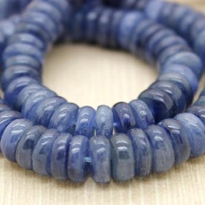 Shop Kyanite Beads! Genuine Kyanite, High Quality Natural Kyanite Smooth Rondelle Natural Gemstone Loose Beads -PG74 | Natural genuine beads Kyanite beads for beading and jewelry making.  #jewelry #beads #beadedjewelry #diyjewelry #jewelrymaking #beadstore #beading #affiliate #ad