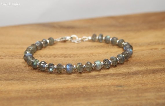 Labradorite Bracelet, Labradorite Jewelry, Sterling Silver Or Gold Filled Beads, Layering, Gemstone Jewelry