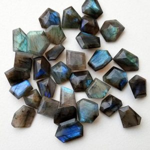 Shop Labradorite Cabochons! 14-18mm Labradorite Fancy Rose Cut Flat Back Cabochons, Natural Blue Fire Faceted Cabochons, Labradorite For Jewelry (5Pcs To 10cs Options) | Natural genuine stones & crystals in various shapes & sizes. Buy raw cut, tumbled, or polished gemstones for making jewelry or crystal healing energy vibration raising reiki stones. #crystals #gemstones #crystalhealing #crystalsandgemstones #energyhealing #affiliate #ad