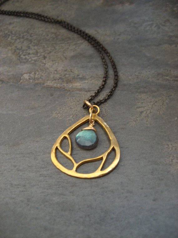 Branch Necklace With Faceted Labradorite - Vermeil And Sterling Silver