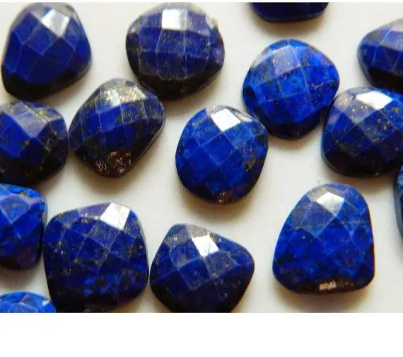10x11mm To 13x15mm Lapis Lazuli Natural Cabochon,  Lapis Lazuli Faceted Cabochon For Jewelry, Blue Gems (5pcs To 10pcs Options)