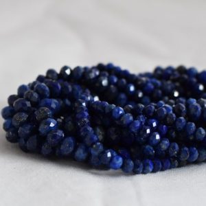Grade A Natural Lapis Lazuli (blue) Semi-Precious Gemstone FACETED Rondelle Spacer Beads – 3mm, 4mm, 6mm, 8mm sizes –  15" strand | Natural genuine faceted Lapis Lazuli beads for beading and jewelry making.  #jewelry #beads #beadedjewelry #diyjewelry #jewelrymaking #beadstore #beading #affiliate #ad
