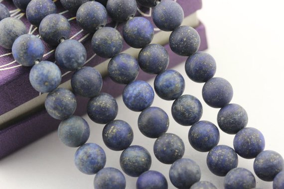 2.0mm Hole Lapis Lazuli Matte Round Beads 6mm 8mm 10mm 15.5" Strand