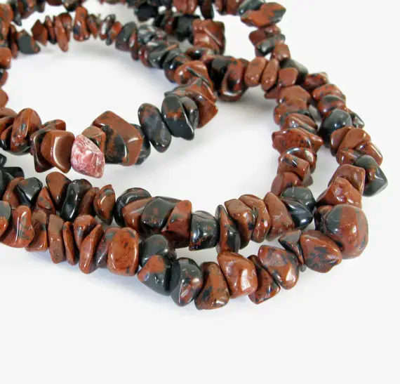 Mahogany Obsidian Beads, Chip Beads, Long Strand, Mahogany Obsidian Chip Beads, 34 Inch Strand, Obs201