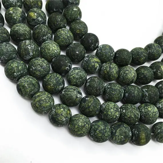 Matte Russian Serpentine Round Beads,6mm 8mm 10mm 12mm Gemstone Beads Approx 15.5 Inch Strand