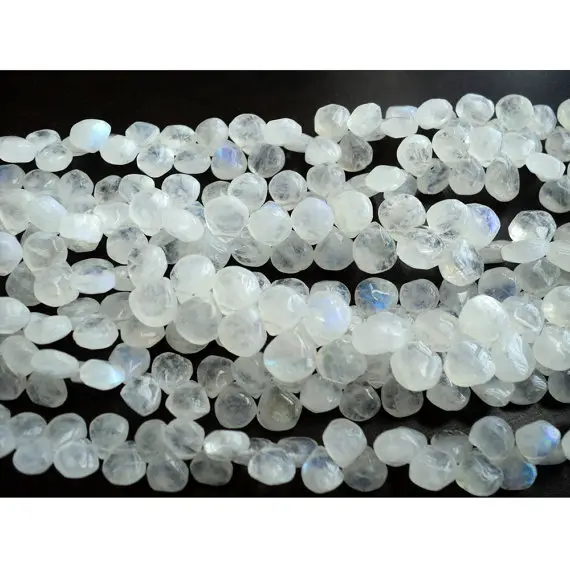 9mm Rainbow Moonstone Faceted Heart Beads, Rainbow Moonstone Beads, Rainbow Moonstone Heart For Jewelry (4in To 8in Options)