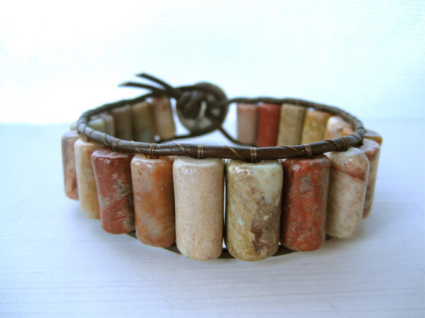 Multi Colored Stone Beaded Leather Wrap Bracelet Project