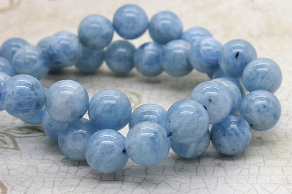 Natural Aquamarine Beads, Grade Aa High Quality Blue Smooth Polished Aquamarine Round Sphere Ball Gemstone Loose Beads - Full Strand