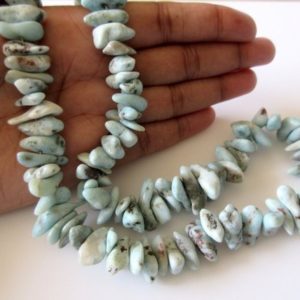 Shop Larimar Chip & Nugget Beads! Natural Larimar Tumbles, Side drilled Larimar Tumbles, Larimar Jewelry, 14mm To 20mm Each, 8 Inch Half Strand, SKU-2891/2 | Natural genuine chip Larimar beads for beading and jewelry making.  #jewelry #beads #beadedjewelry #diyjewelry #jewelrymaking #beadstore #beading #affiliate #ad