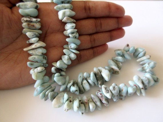 Natural Larimar Tumbles, Side Drilled Larimar Tumbles, Larimar Jewelry, 14mm To 20mm Each, 8 Inch Half Strand, Sku-2891/2