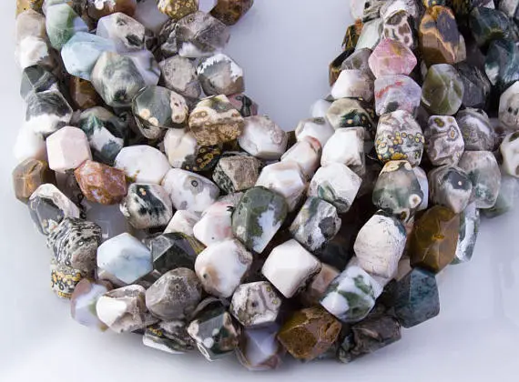 Natural Ocean Jasper Faceted Nugget Beads, Semi-precious Gemstones, Natural Beads, High Quality, Diy Beads, Priced Per Strand, Gs015j