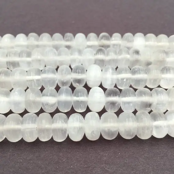Natural Selenite Smooth Rondelle Beads 5x8mm 6x10mm 15.5" Strand