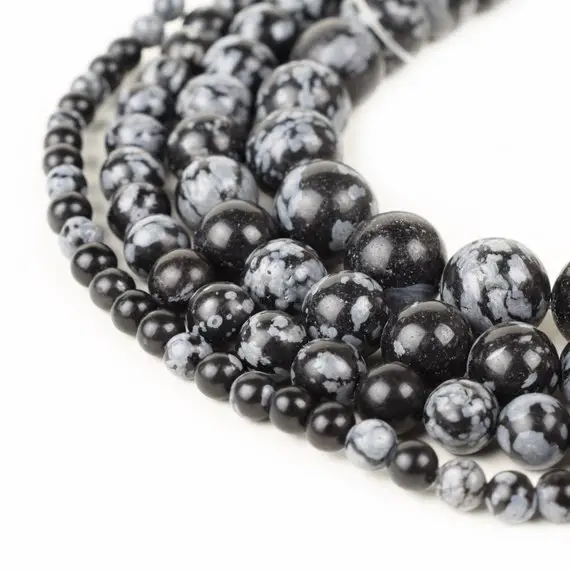 Natural Snowflake Obsidian Beads 4mm 6mm 8mm 10mm 12mm Loose Gemstone Round 15.5" Full Strand Wholesale