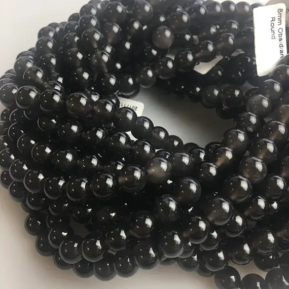 Natural Ice Obsidian Smooth Round Beads 6mm 8mm 10mm 12mm 15.5" Strand